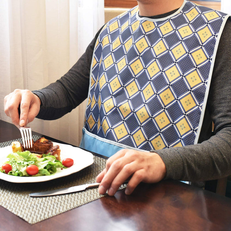 [Australia] - 3 Pack Adult Bibs with Crumb Catcher - Waterproof and Reusable Clothing Protectors for Elderly Men and Women 