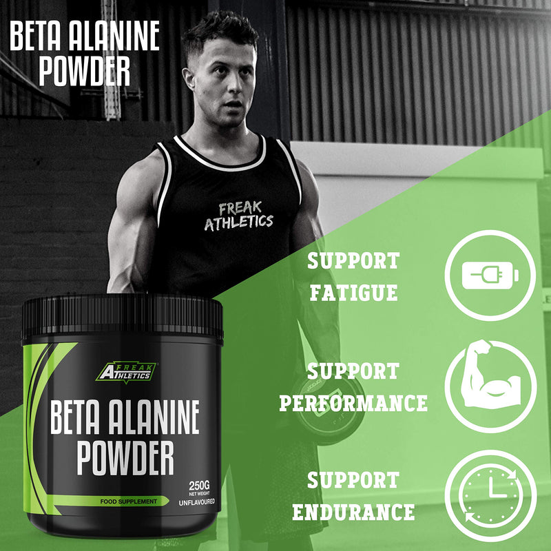 [Australia] - Beta Alanine Powder 250g by Freak Athletics - Premium Beta Alanine Supplement for Strength & Endurance - Suitable for Men & Women - UK Made 