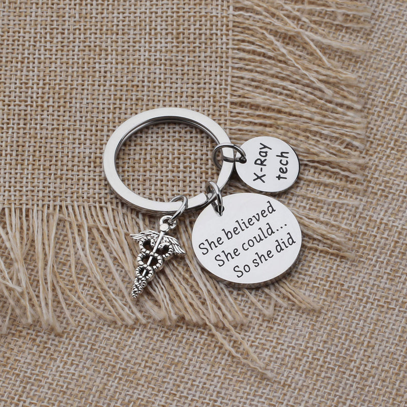 [Australia] - BAUNA X-Ray Tech Keychain Radiology Technologist Gift She Believe She Could So She Did Inspiration X-Ray Technician Graduate Gifts X-ray Keychain 