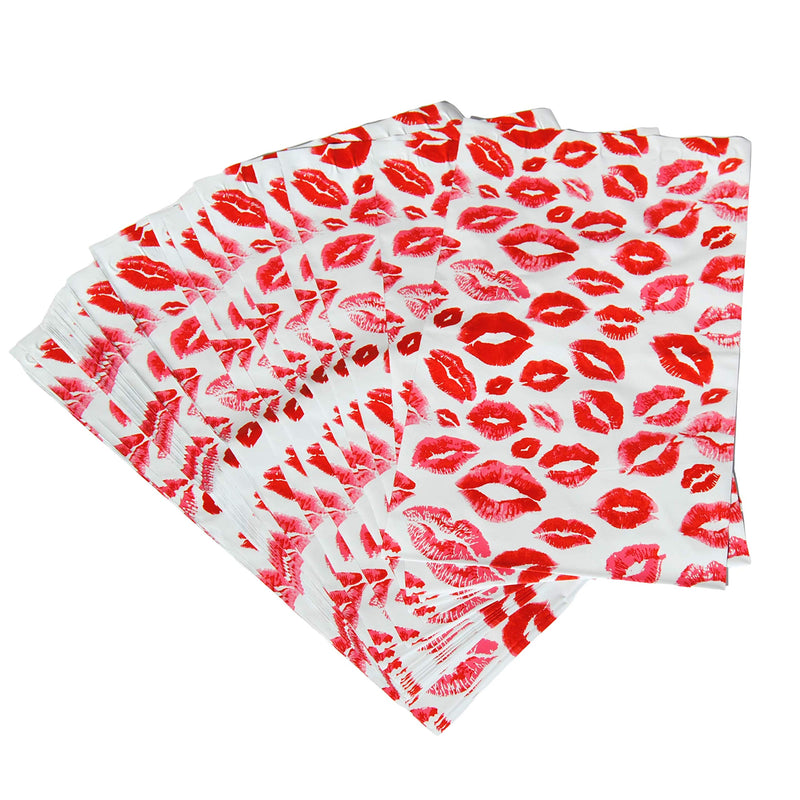 [Australia] - Lips Poly Mailers Red Kiss for Make Up Lip Gloss LipStick Self Sealing Envelope Wide Lip Print Waterproof Shipping | Pack of 25 | Size 10 x 6.75" inches 