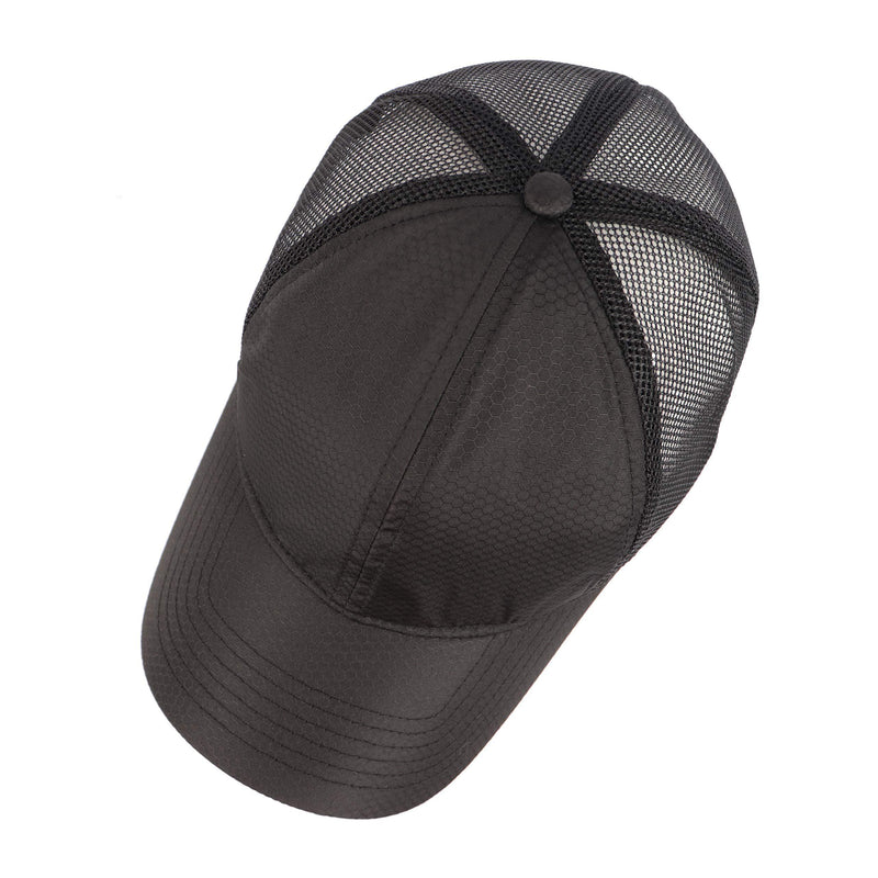 [Australia] - Zylioo Large Quick Dry Trucker Cap Hat XXL Lightweight Breathable Running Caps Extra Big Mesh Low Profile Baseball Cap Adjustable Sport Hats Fit Head 21.5"-25.5" Black One Size 