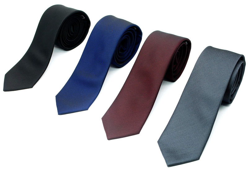 [Australia] - ZENXUS Solid Skinny Ties for Men, 2.5 Inch Slim Tis Basic Color 4-Pack, Solid Ties for Wedding|Party|Office|Gift #Matte Mix-1 