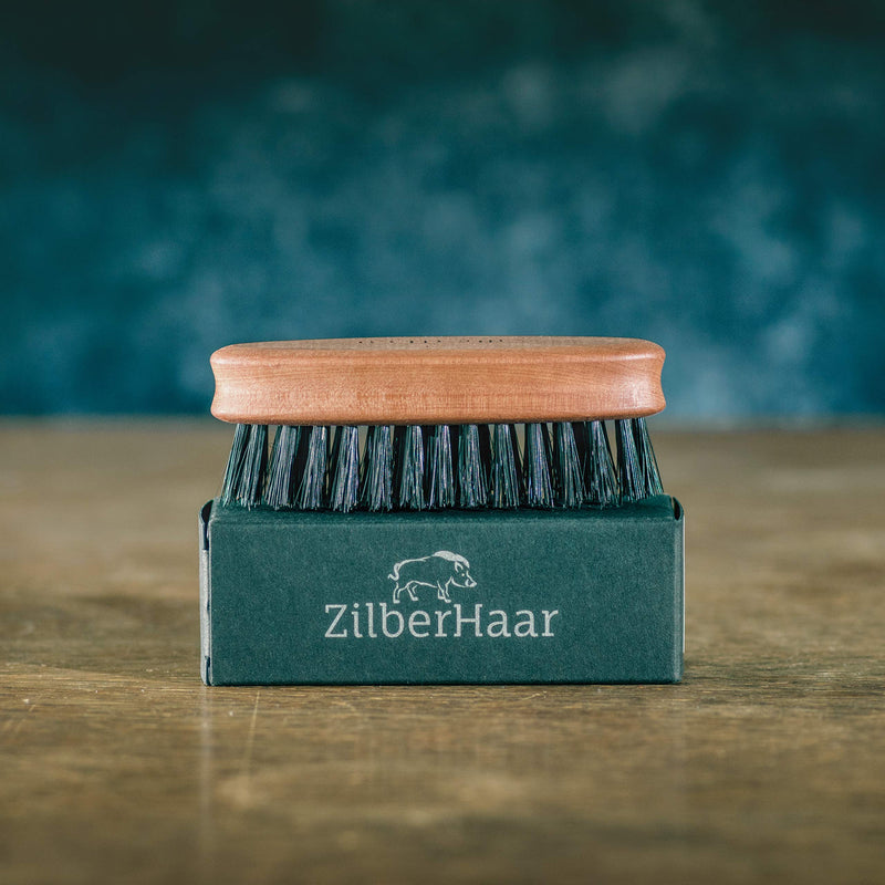 [Australia] - ZilberHaar - Pocket Mustache and Beard Brush - Stiff Boar Bristles and Pearwood - Perfect Beard Grooming Tool for Men - Relieves Beard Itch, Works with all Beard Balms and Beard Oils - Made in Germany 