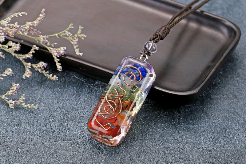 [Australia] - Top Plaza Orgone Chakra Crystal Necklace Adjustable Healing Crystal Stone Pendant Necklaces EMF Protection Positive Energy Spiritual Reiki Quartz Jewelry for Women Men 7 Chakra 