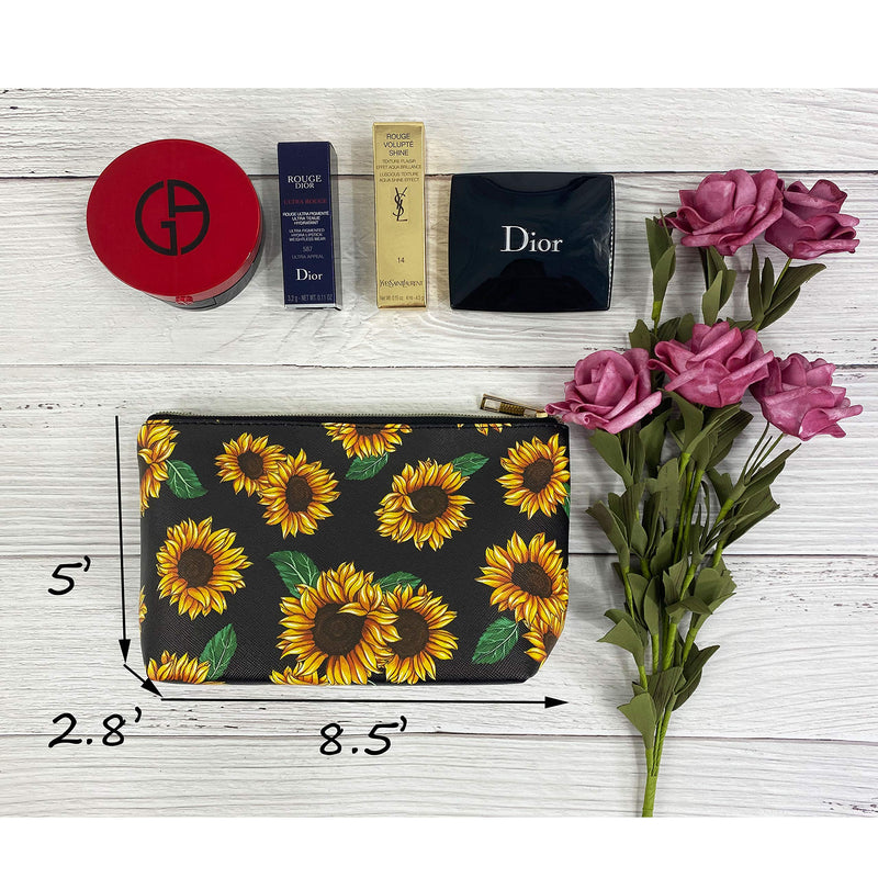 [Australia] - Hibala Makeup Bag Portable Travel Cosmetic Bag Waterproof Organizer Multifunction Case with Zipper Toiletry Bags Handbags for Women (Sunflower) Sunflower 