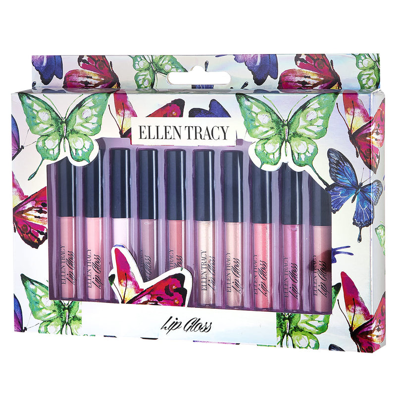 [Australia] - Ellen Tracy 10 Pc Lip Gloss Collection, Shimmery Lip Glosses for Women and Girls, Long Lasting Color Lip Gloss Set with Rich Varied Colors, Great Holiday Gift and Birthday Gift 