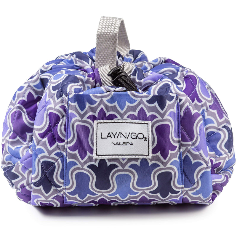 [Australia] - Lay-n-Go Drawstring Nail Polish Bag, Makeup Bag – Lilac Pattern, 18 inch – Great Cosmetic, Toiletry Bag and Travel Bag 