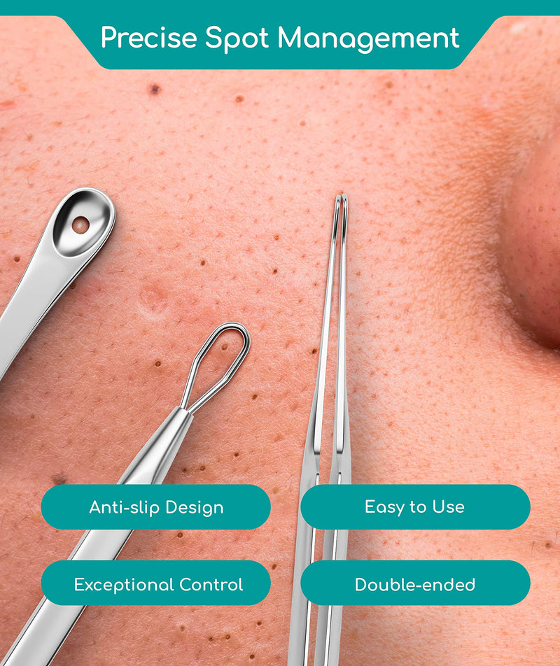 [Australia] - Blackhead Remover Tool with Oil Absorbing Blotting Paper [50 Sheets] - Stainless Steel Pimple Popper, Black Head Remove Kit Including Spot Popper, Whitehead Remover & Comedone Extractor 