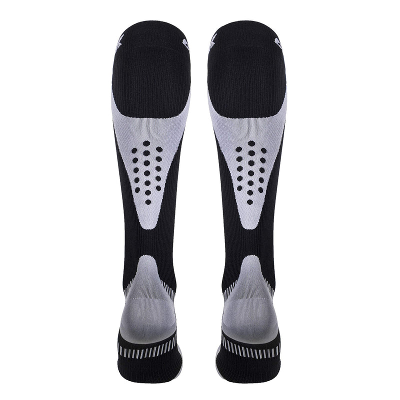[Australia] - CSX 20-30 mmHg Compression Socks for Men and Women, Knee High, Recovery Support, Athletic Sport Fit, Silver on Black, Large Large (20-30 mmHg) 