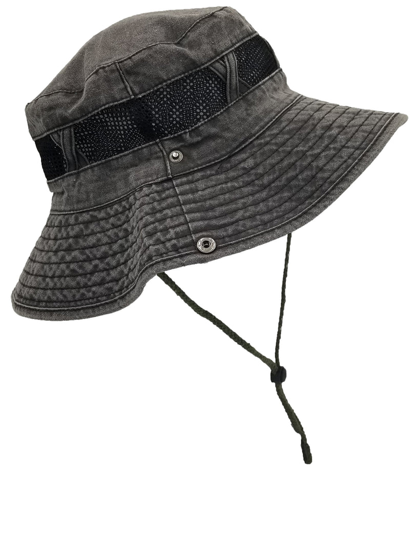 [Australia] - Outdoor Summer Boonie Hat for Hiking, Camping, Fishing, Operator Floppy Military Camo Sun Cap for Men or Women Charcoal Gray (Mesh Strip) 