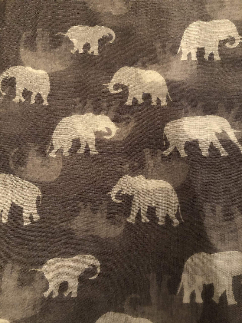 [Australia] - Pamper Yourself Now Elephant animal print women's scarf great gift/present. grey with white 