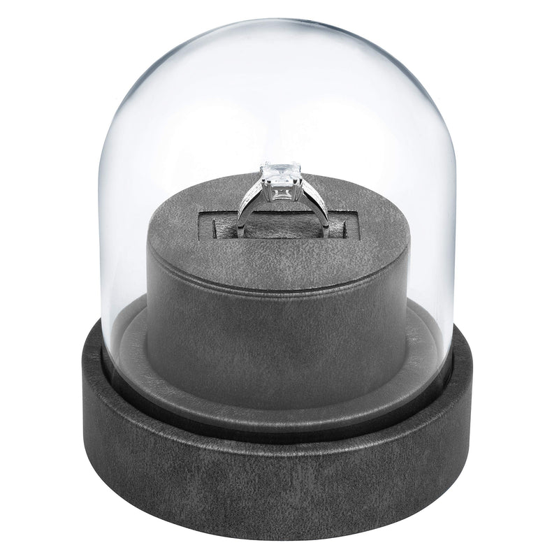 [Australia] - Noble Glass Dome Single Ring Box with Outside Packer and Ribbon for Proposal/Engagement/Wedding Jewelry Box 