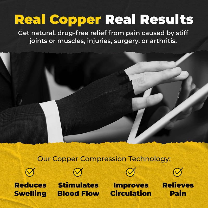 [Australia] - CopperJoint Fingerless Compression Gloves – Copper-Infused Designed to Support Your Hands - Rapid Recovery and Pain Relief, All Lifestyles - Pair Medium 