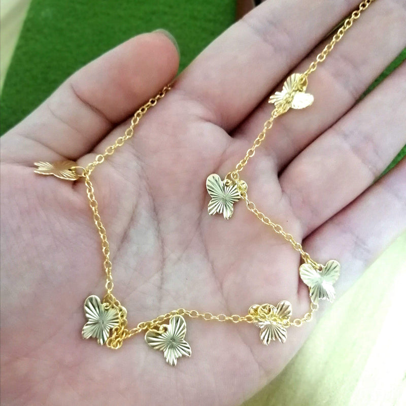 [Australia] - DIY Gold Ghoker Neklace with Butterfly,Star,Moon,Disc Charm Thinny Choker for Girl Women Mother Gift flat butterfly choker 