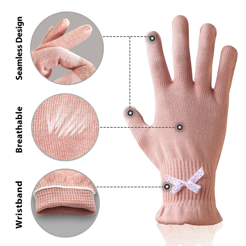 [Australia] - Migliore Wear 2 Pairs Cotton Gloves for Eczema with Touchscreen Fingers, Moisturising Gloves for Dry Hands, SPA, Hand Care, Eczema Gloves for Adults(Pink-L/XL) 2 Pairs-Pink Pink-L/XL 