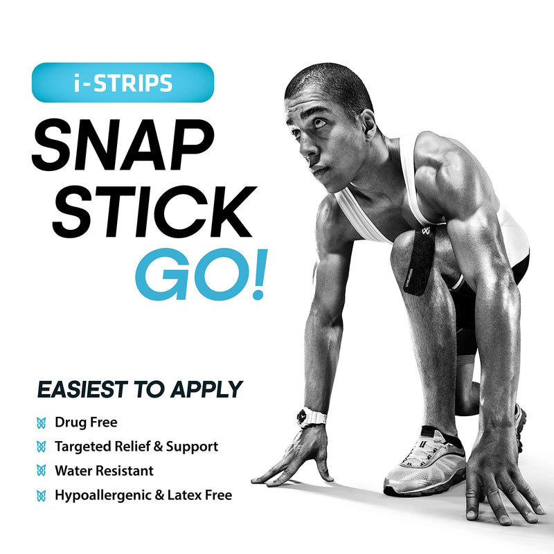 [Australia] - Pre-Cut Kinesiology Tape Strips (21 Pack) Reduce Inflammation, Athletic Tape Preferred by Athletes, High-Grade Water-Resistant Material, Help Re-Train Shoulder and Enhance Performance Black 