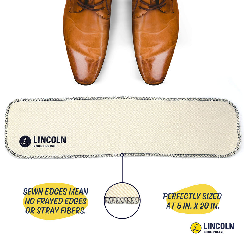 [Australia] - Lincoln Shoe Polish Professional Shine & Buff Cloth | Premium Cotton Flannel Buffing “Snap Cloth” for a Classic High Gloss Shine (set of three 5” x 20” cloths) 