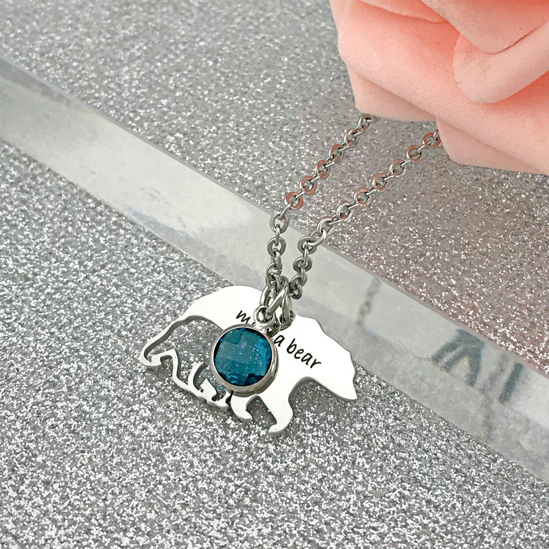 [Australia] - YOUFENG Mom Necklace Mama Bear Necklaces Pendant 12 Months Birthstone Jewelry for Women Girls December birthstone 