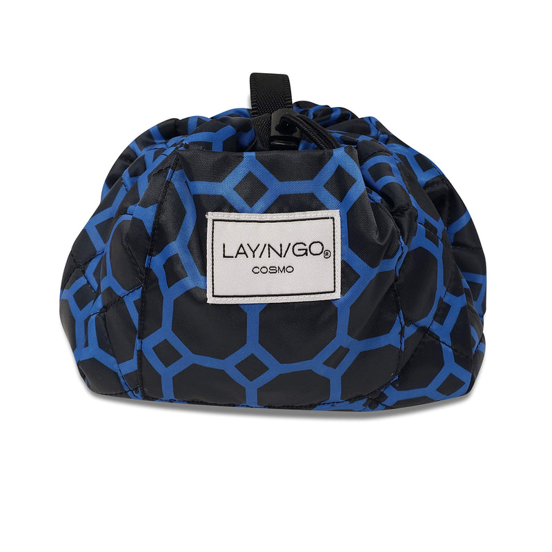 [Australia] - Lay-n-Go Drawstring Makeup Bag – Sapphire Blue/Black, 20 inch - Travel Cosmetic Bag and Jewelry, Electronics, Toiletry Bag – Perfect Gift 