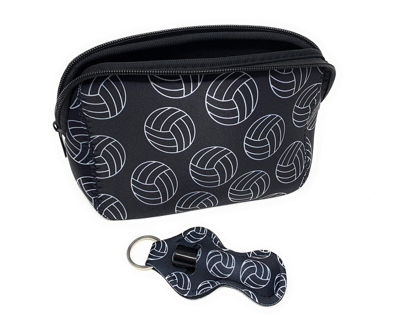 [Australia] - Zippered Cosmetic Bag for Women Large Makeup Pouch Teen Cute Storage Organizer(Black Volleyball) Black Volleyball 