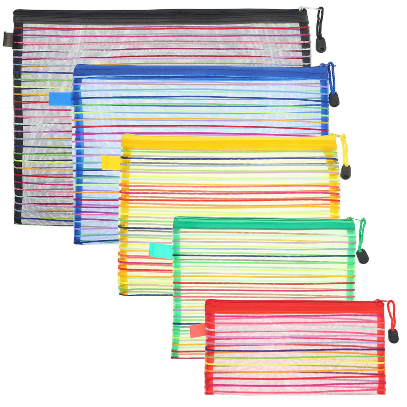 [Australia] - 10 Pieces 5 Colors Mesh Zipper Pouch Multipurpose Travel Mesh Bag for Cosmetics Offices Supplies Travel Accessories 