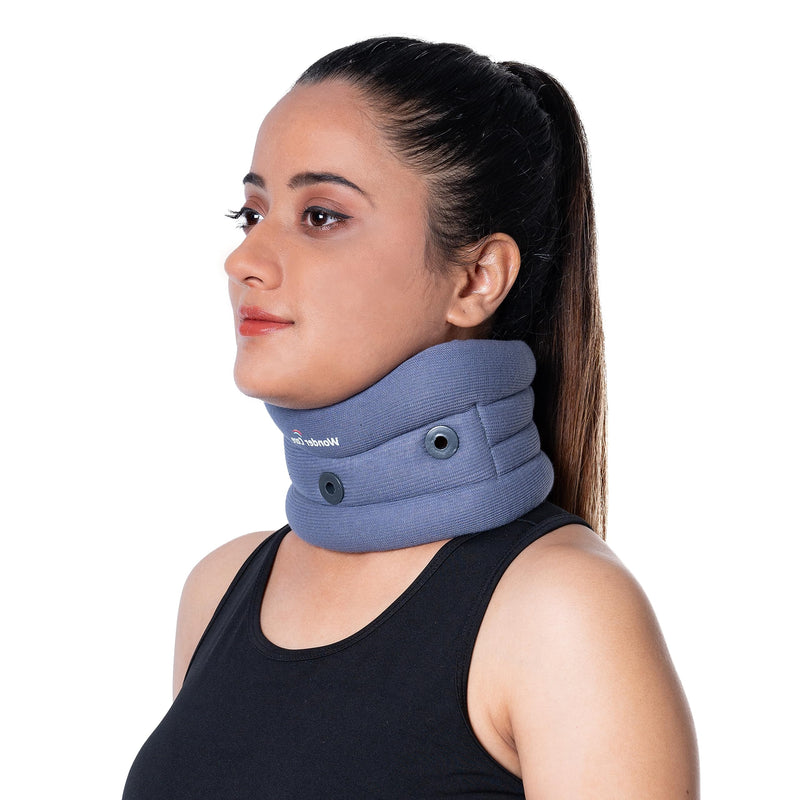 [Australia] - Wonder Care Cervical Collar for Neck Pain Soft Neck Support Brace for Spondylitis Neck Pain Relief for Men & Women Grey (Large: 4"-4.5") L (Pack of 1) 