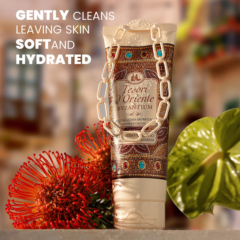 [Australia] - Tesori d'Oriente Shower Gel for Women & Men, Shower Gel Body Wash, Womens Shower Gel, Essential Ingredients for Body Wash & Skin Care - 250 Ml-8.45us Fl Oz- [Italian Import ]--(Byzantium) Black Rose & Labdanum 