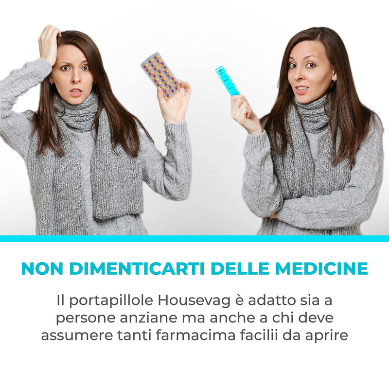 [Australia] - HOUSEVAG® Weekly Pill Box 28 Compartments Pad Holder Weekly Portable Italian Medicine Holder Removable Daily With Pocket Pill Box For Elderly People Certified 