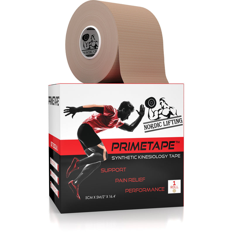 [Australia] - Nordic Lifting Kinesiology Tape - Pro Sports & Athletic Taping for Knee, Shin Splints, Shoulder and Muscle - 2" X 16.4' Uncut Roll (Beige) Beige 