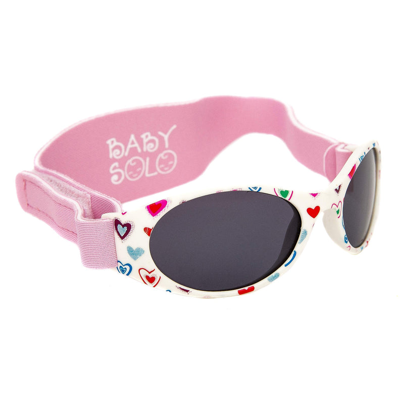 [Australia] - Baby Solo Original Baby Sunglasses Safe, Soft, & Adorable Durable Case Included (0-36 Months, Cutie Pink Heart Frame w/Solid Black Lens) 0-36 Month Cutie Pink Heart Frame w/ Solid Black Lens 