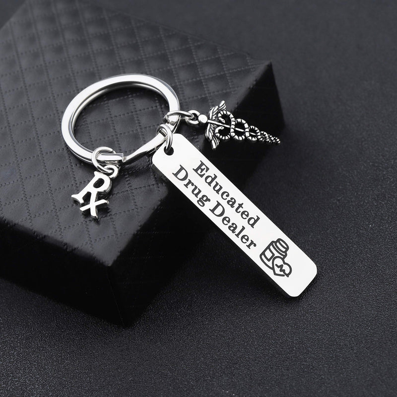 [Australia] - Lywjyb Birdgot Pharmacist Gift RX Gift Funny Pharmacy Student Gift Pharmacy Shool Graduation Gift Educated Drug Dealer Pharmacist Keychain Pharmacist Graduation Gift 