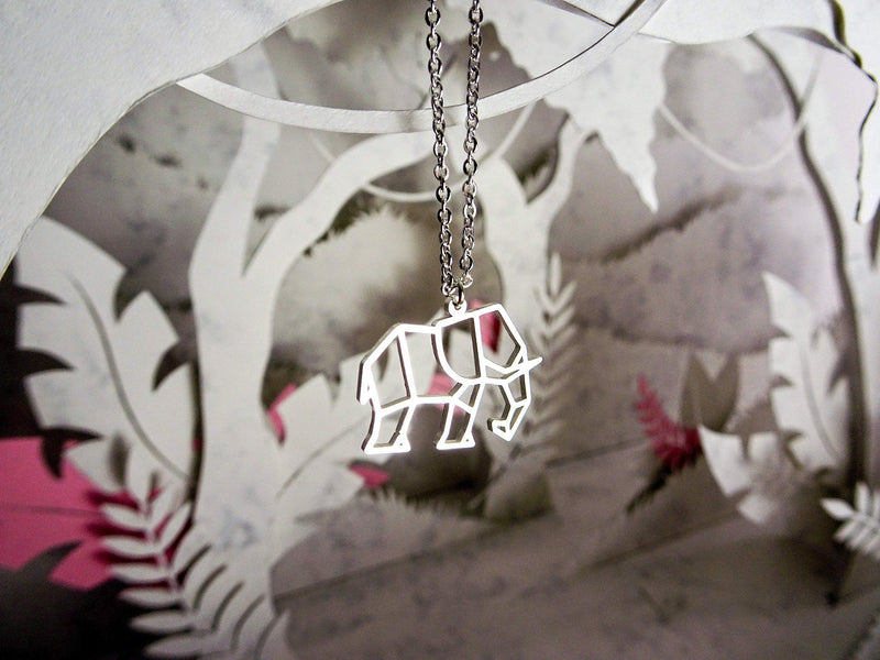 [Australia] - La Menagerie Elephant Silver Origami Jewelry & Silver Geometric Necklace – 925 Sterling Plated Silver Necklace & Elephant Necklaces for Women – Elephant Necklace for Girls & Necklace 