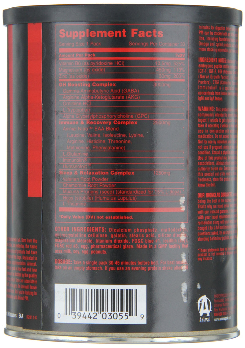 [Australia] - Animal PM - Zinc, Magnesium, Vitamin B6 - GBA + AKG - Immune and Recovery Complex - Sleep and Relaxation Complex - Night time Anabolic Recovery Stack - 30 Night Supply 