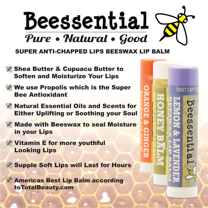 [Australia] - Beessential All Natural Lemon Lavender Lip Balm 2 pack - Voted Best for Dry and Chapped Lips – Great for Men, Women, and Children – Moisturizing Beeswax, Coconut, Shea and Cupuacu Butter 2 Count 