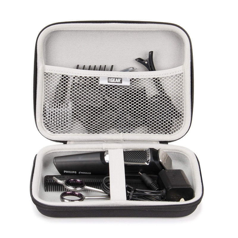 [Australia] - USA GEAR 7.5" Hard Shell Hair Clipper Case - Hair Trimmer Case Compatible with Wahl Clippers, Surker Mens Hair Clippers, Andis Trimmer, Oster Hair Trimmer, Philips Barber Clippers, and More (Black) Black 