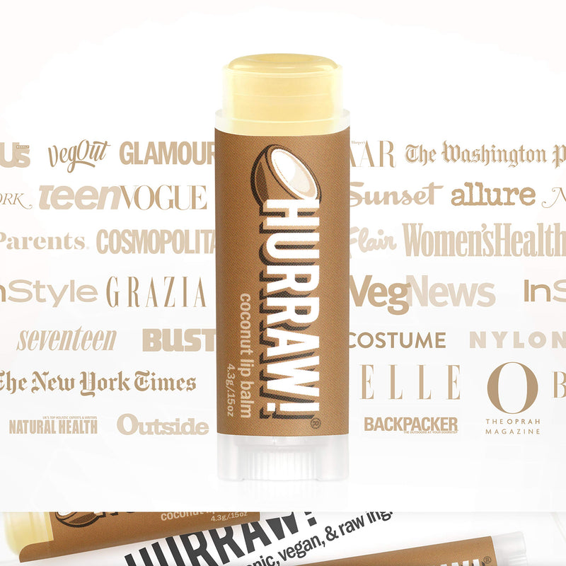 [Australia] - Hurraw! Coconut Lip Balm, 2 Pack: Organic, Certified Vegan, Cruelty and Gluten Free. Non-GMO, 100% Natural Ingredients. Bee, Shea, Soy and Palm Free. Made in USA 