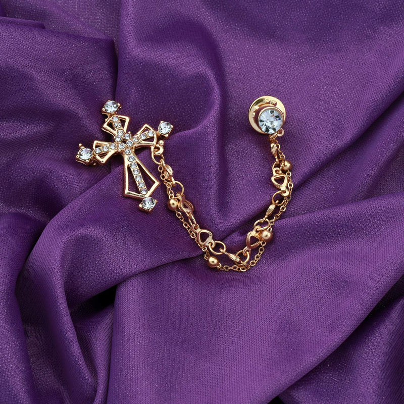 [Australia] - Christian Cross Jewelry Cross Zircon Brooch Pin Cubic Zirconia Cross Crusader Cross Lapel Pin Crystal Rhinestone Crucifix Pin Brooch Gift for Godmother Godfather G cross 