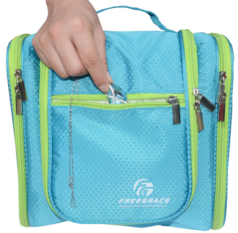 [Australia] - Hanging Toiletry Bag Extra Large Capacity | Premium Travel Organizer Bags For Men And Women | Durable Waterproof Nylon Bathroom, Shower, Makeup Bag For Toiletries, Cosmetics, Brushes Aquamarine 