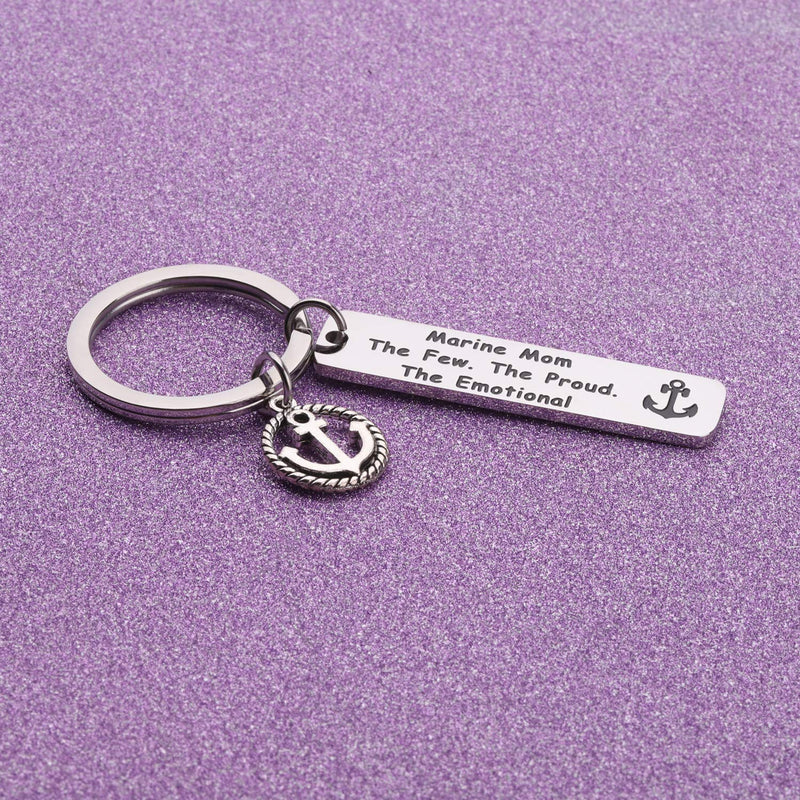 [Australia] - LQRI Marine Corps Mom Gift Proud Marine Mom Keychain Marine Mom The Few The Proud The Emotional USMC Mom Jewelry Military Jewelry Gift for Soldier Military Mom sliver 