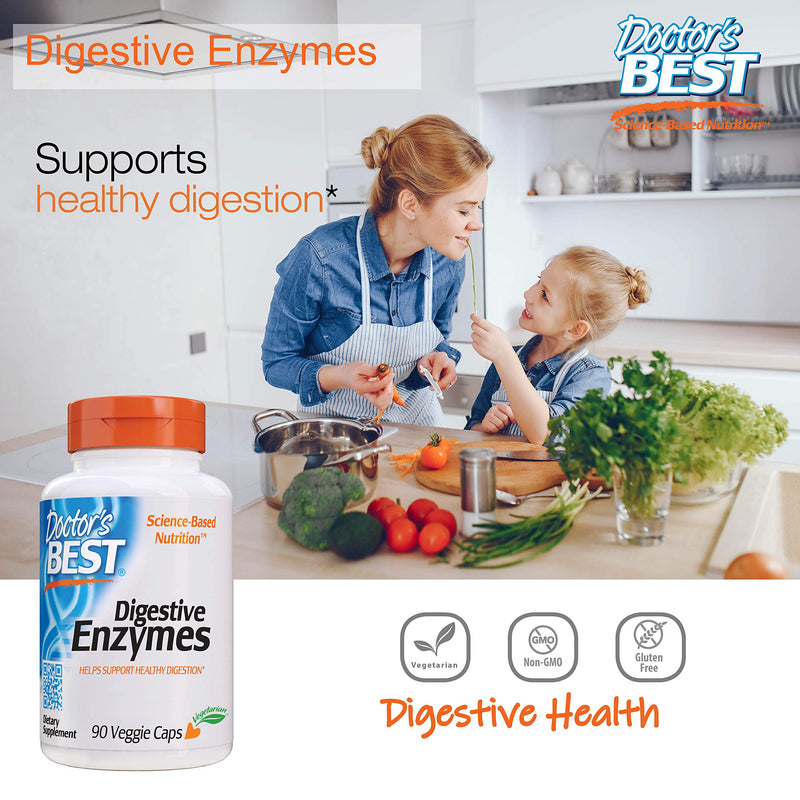 [Australia] - Doctor's Best Digestive Enzymes Non-GMO Vegetarian Gluten Free, 90 Veggie Caps 