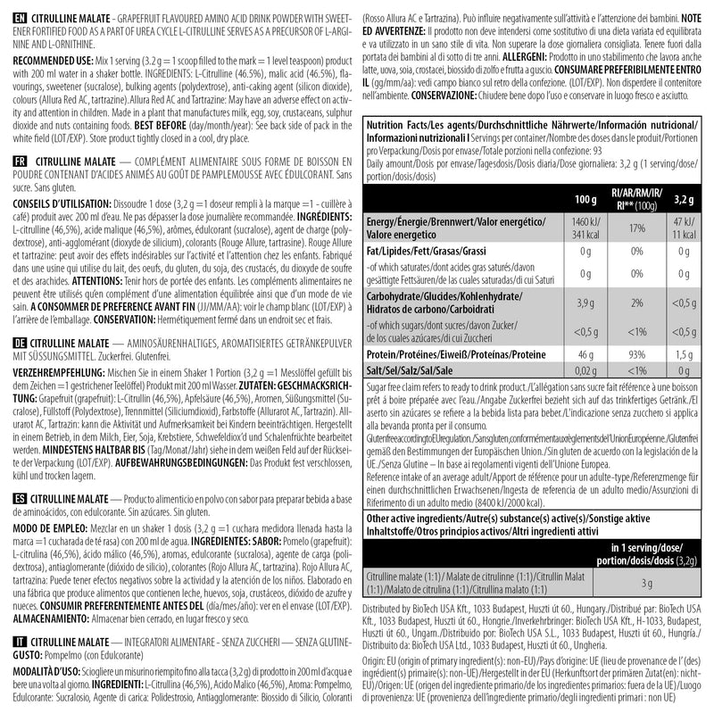 [Australia] - BioTechUSA Citrulline Malate Flavoured Powder with L-citrulline-Malate Formula, 300 g, Grapefruit 