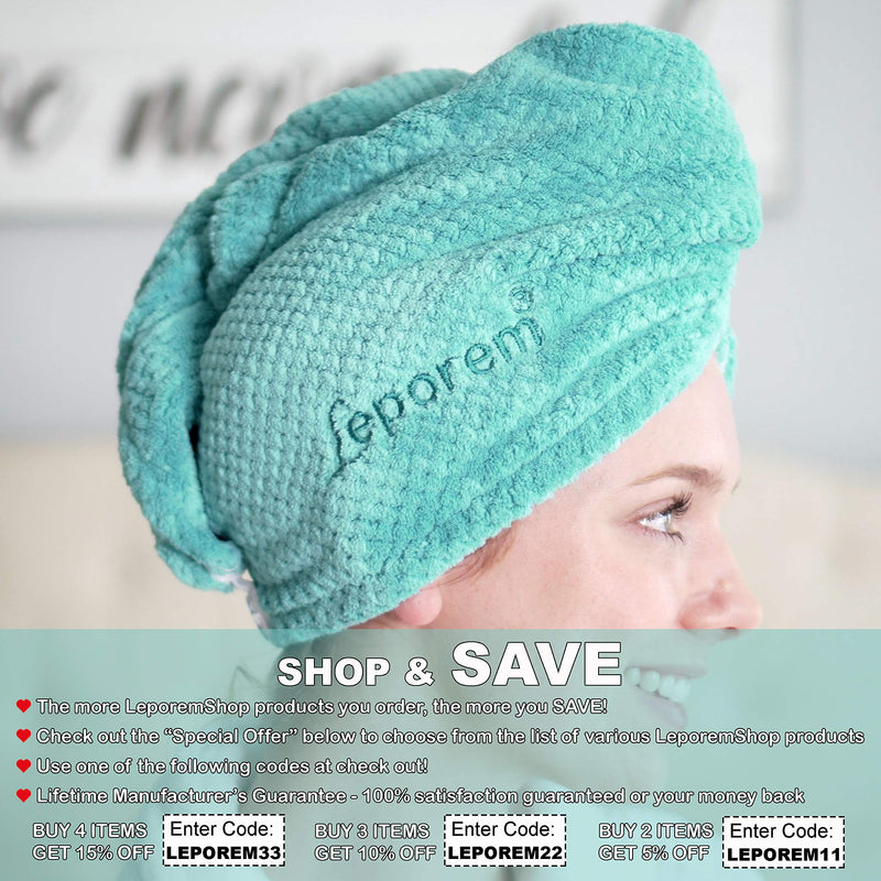 [Australia] - 3 Pack Waffle Microfiber Hair Towel - Upgraded Huge 11" X 30" Super Absorbent & Quick Dry Spa Hair Turban for Curly, Long & Thick Hair, Hair Repair Towel Wrap for Women, Kids, Rapid Drying Hair Caps Emerald Green 