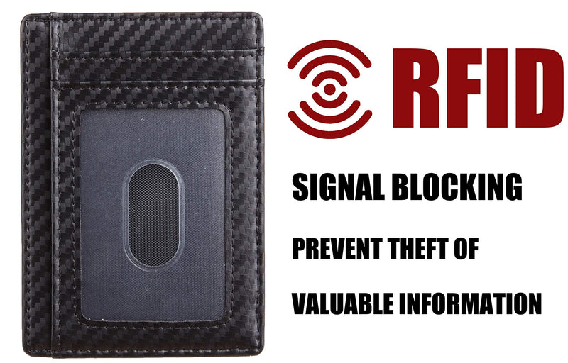 [Australia] - Chelmon Slim Wallet RFID Front Pocket Wallet Minimalist Secure Thin Credit Card Holder Black Carbon 