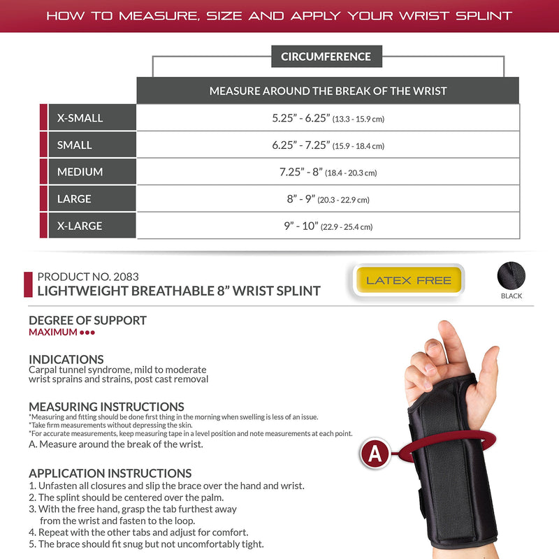 [Australia] - OTC Wrist Splint, Adult Support Brace, X-Small, 8 Inch (Right Hand) 8 Inch (Pack of 1) 8 Inch (Right Hand) 