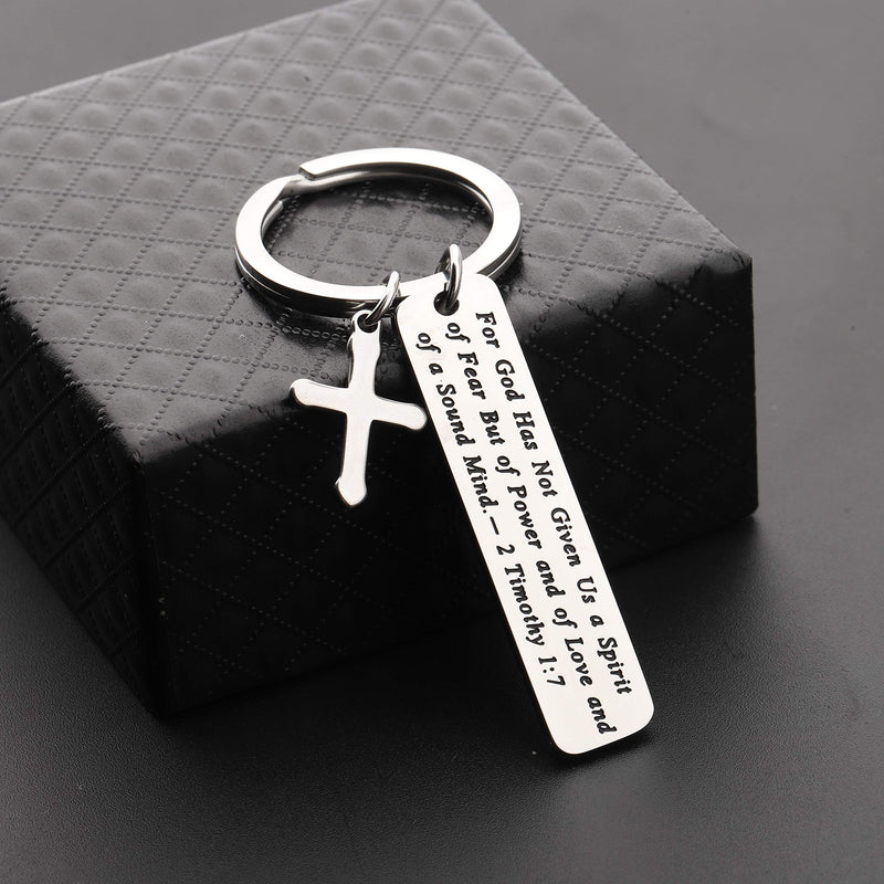 [Australia] - MAOFAED Religious Jewelry Scripture Keychain for God Has Not Given Us A Spirit of Fear 2 Timothy 1:7 Christian Jewelry Bible Verse Keychain Bible Study Gift 