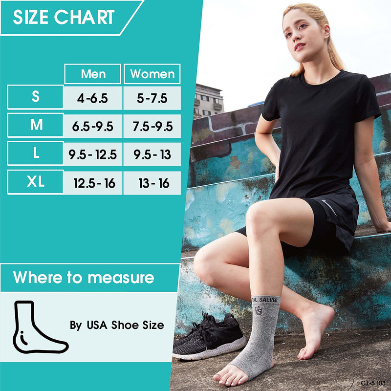 [Australia] - Vital Salveo- Open Toes Compression Germanium and Bamboo Charcoal Ankle Sleeve/brace with Arch Support, Eases Swelling and Achilles tendon (1PC) Light Grey(Opening Heel) X-Large(Opening Heel) 