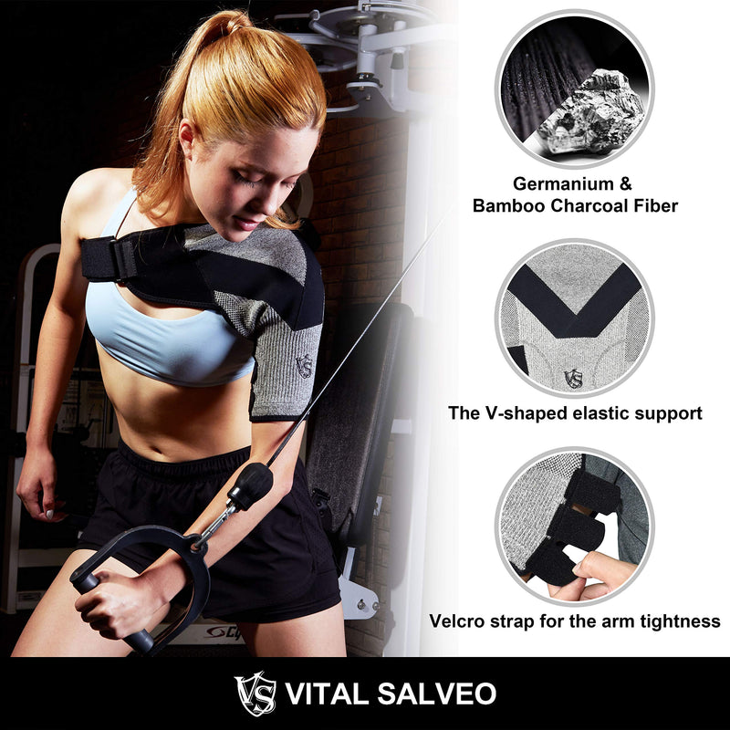 [Australia] - Vital Salveo Shoulder Brace Compression Sleeve Wrap with Support and Stability Breathable for Shoulder Pain Dislocated Rotator Cuff Tendinitis (1PC) Small (Pack of 1) 