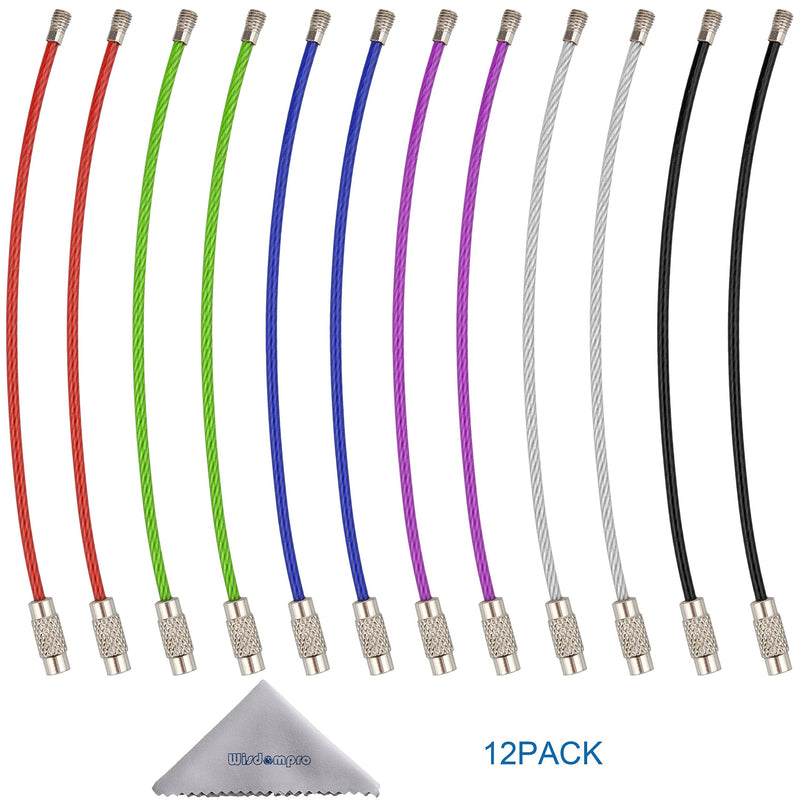 [Australia] - Keychain, Wisdompro 12 Pack of 4.3 Inches Stainless Steel Wire Ring 2mm Cable Loop Rings for Hanging Luggage Tag, Keys and ID Tag Keepers - MultiColor 6-color 4.3" 12Pack 