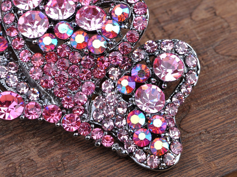 [Australia] - Alilang Golden Tone Blue Green Crystal Rhinestones Butterfly Flying Brooch Pin Pink 