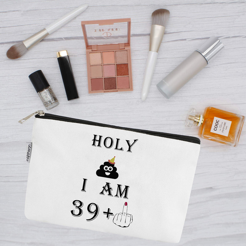 [Australia] - Funny Humorous I'm 39+1,40th Birthday Gift For Women,Wife,Best Friend,Mother Canvas Cosmetic Makeup Bag,40 Fun Makeup Bag Celebrate Turning forty. (40) 40 